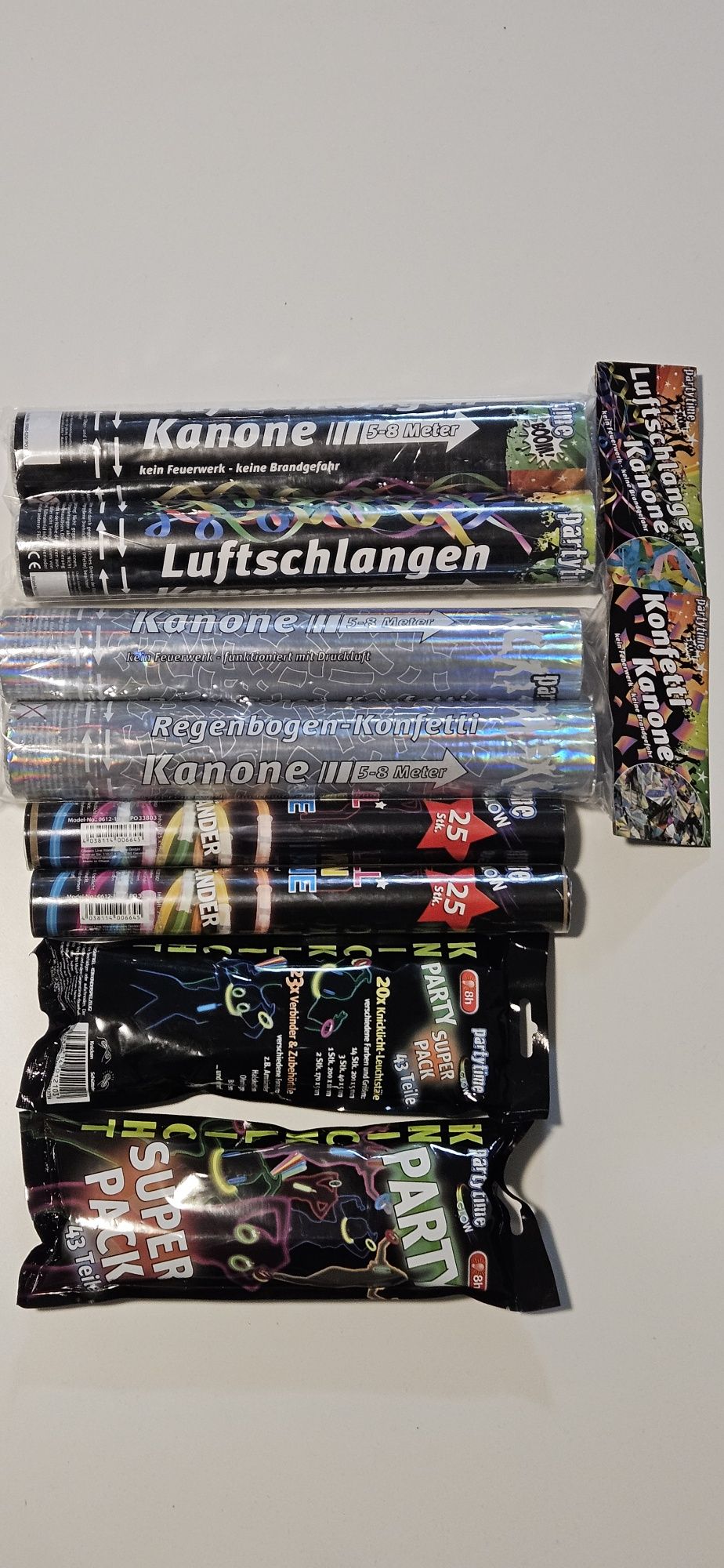 Konfetti, wstęgi,  bransoletki świecące party set, zestaw imprezowicza