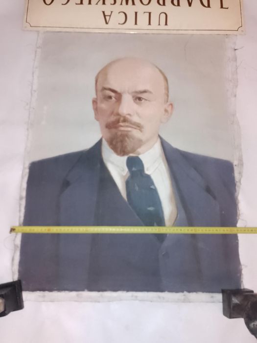 Obraz portret Lenina olej na płótnie 60 na 80 cm, pochodzi z lat 70