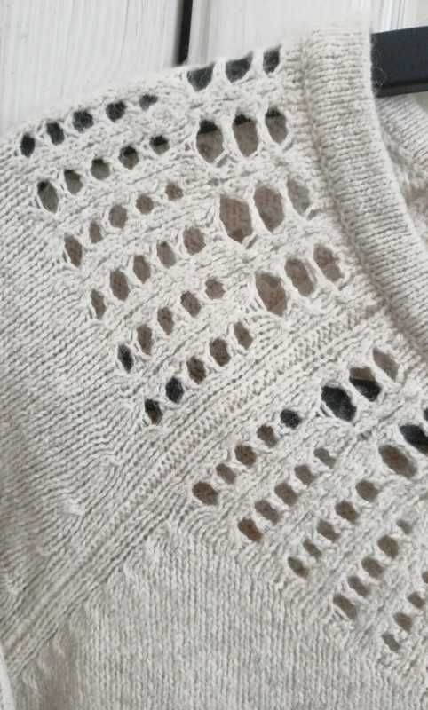 XS S M oversize lekki wiosenny sweter ażur 100% bawełna wełna petite