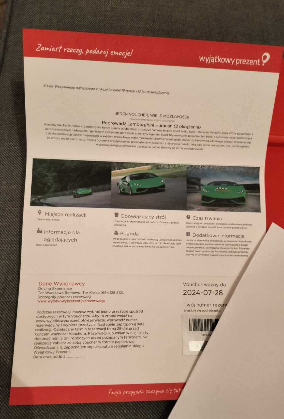 Wyjątkowy prezent  2 okrążenia Lamborghini Huracan