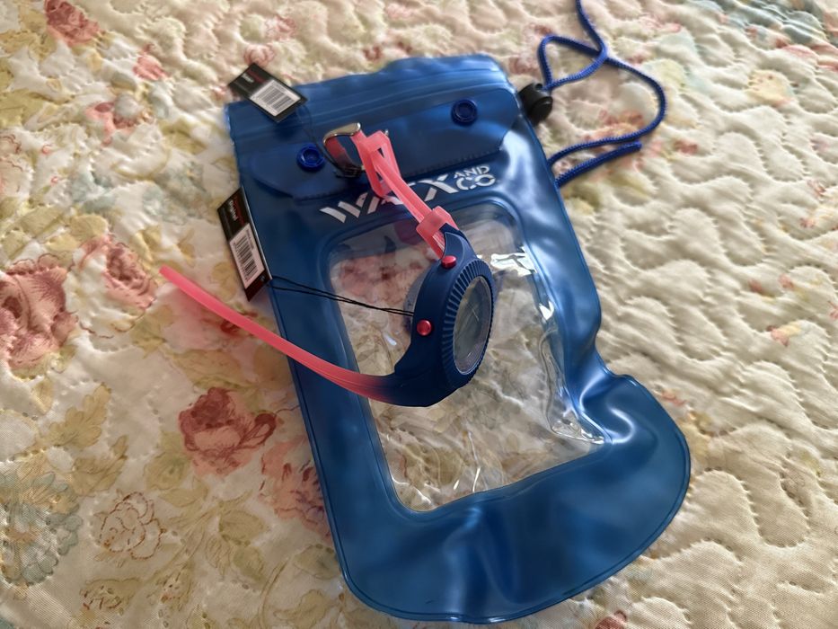 Relógio Watx & co Rosa e Azul - Mostrador Brilhantes + Saco telemóvel