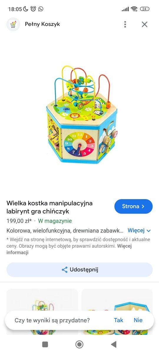 Drewniana kostka edukacyjna + Chińczyk