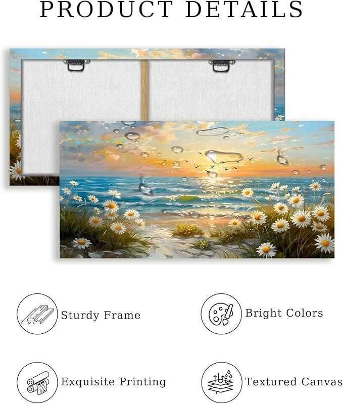 Hyidecorart Wschód słońca na plaży 100x50cm Krajobraz Obraz na płótnie