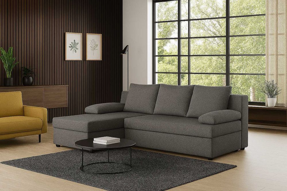 Narożnik Do Salonu BOSS Kanapa Sofa Rozkładana 2 Pojemniki Na Pościel