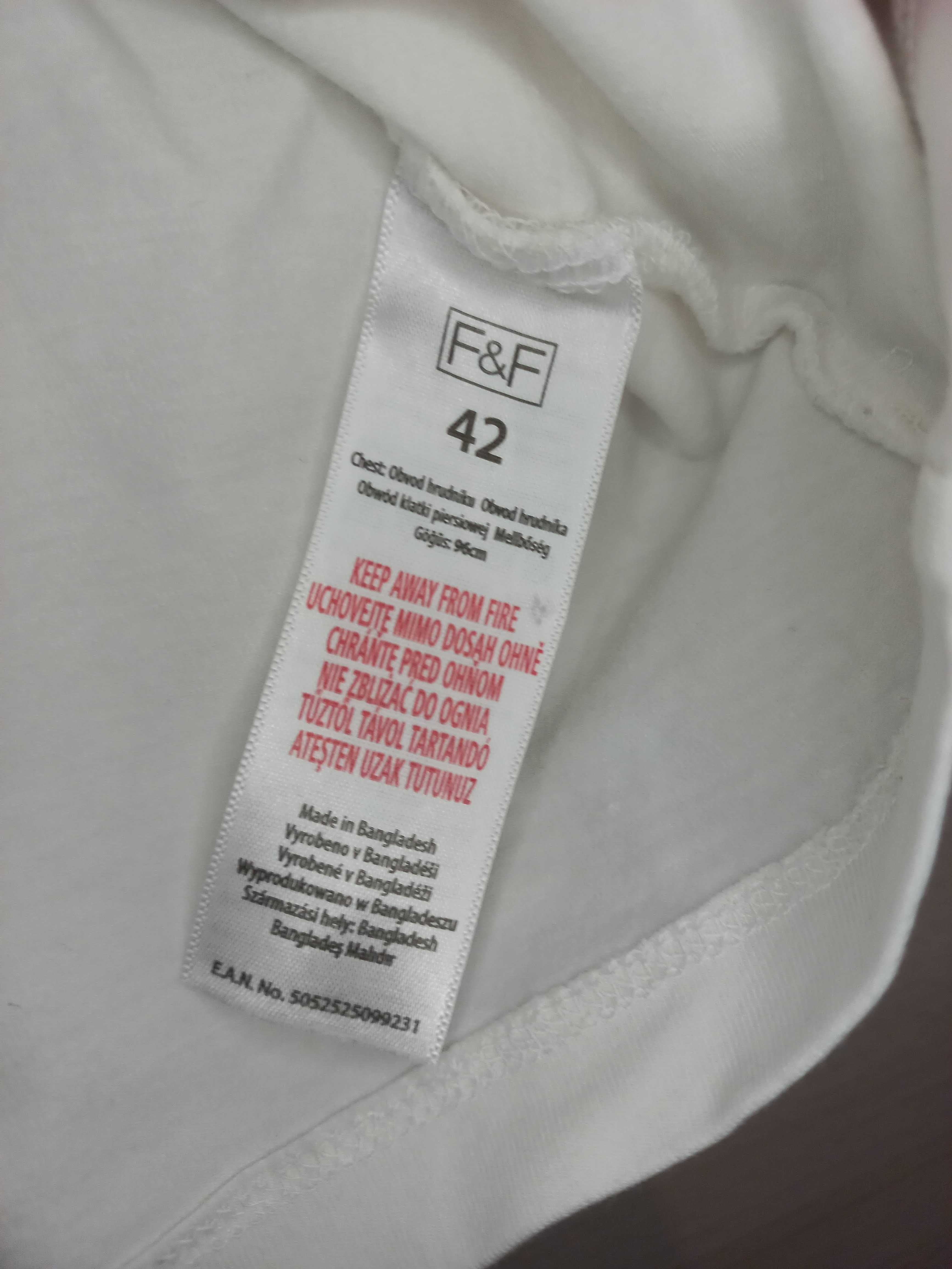 Kremowo biała bluzka z dekoltem rękaw 3/4 bawełna F&F 42 / XL