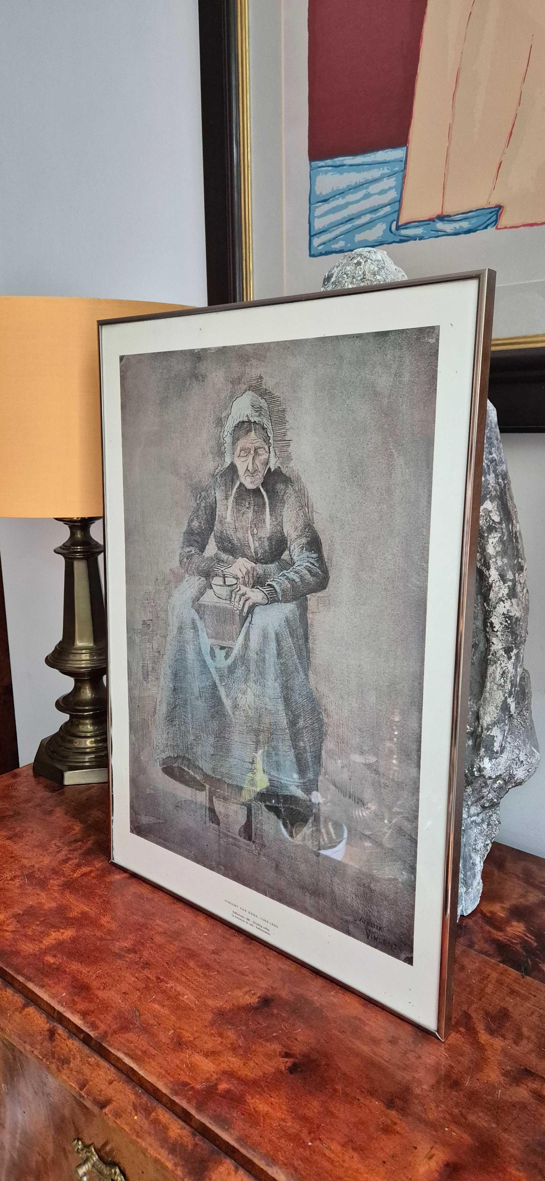Litografia Vincent Van Gogh Mielenie kawy antyk plakat z wystawy cudo
