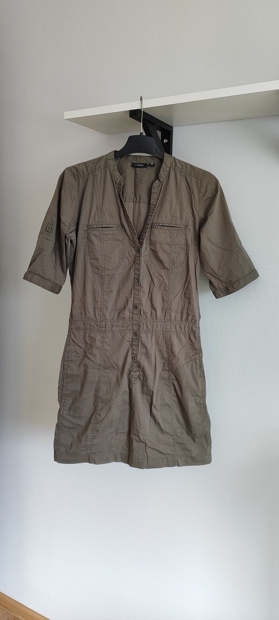 Sukienka koszulowa S 36 khaki lindex
