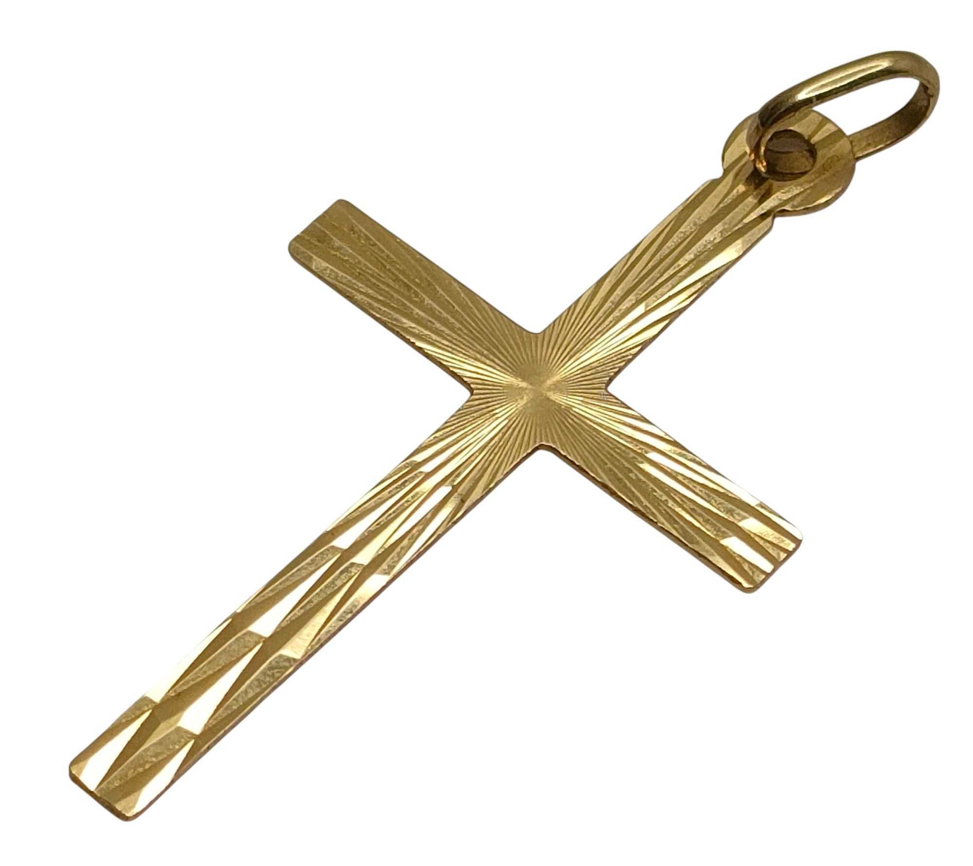 Złota zawieszka krzyż 585/0,87G/3,5cm x 2cm