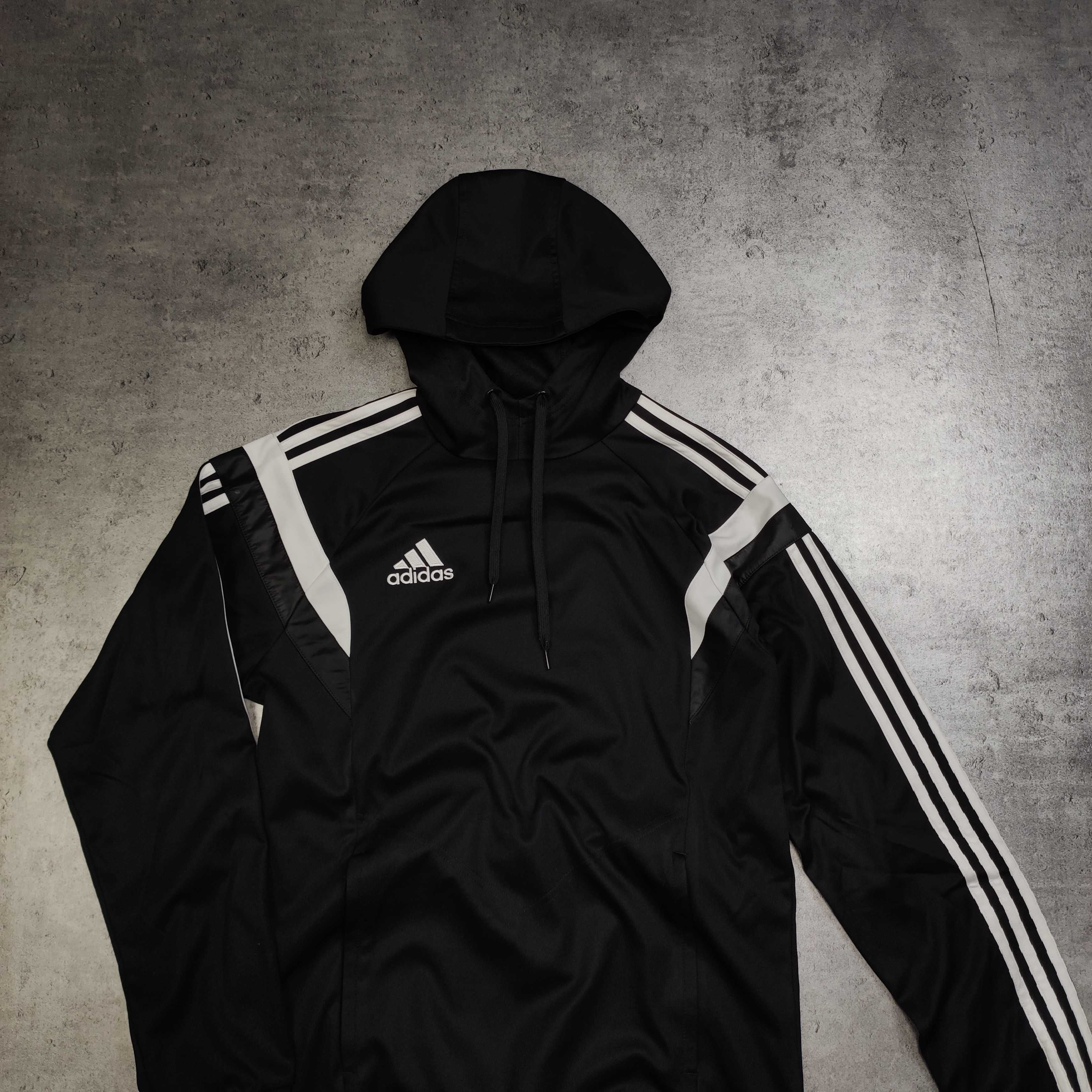 MĘSKA Bluza Sportowa Czarna z Kapturem Treningowa Casual Adidas Logo