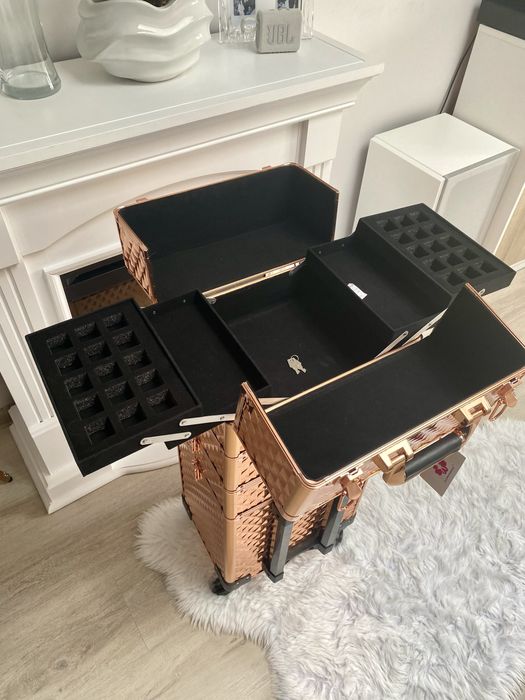 Nowy kuferek kosmetyczny na kółkach Allepaznokcie – rose gold – 300 zł