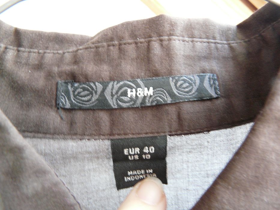Bluzka koszulowa H&M najmodniejszy kolor czekoladowy  bawełna