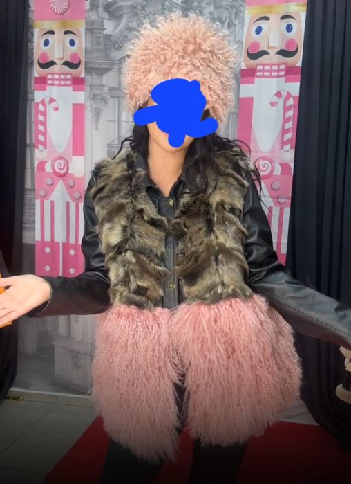 Kamizelka bezrękawnik lis plus lama futro