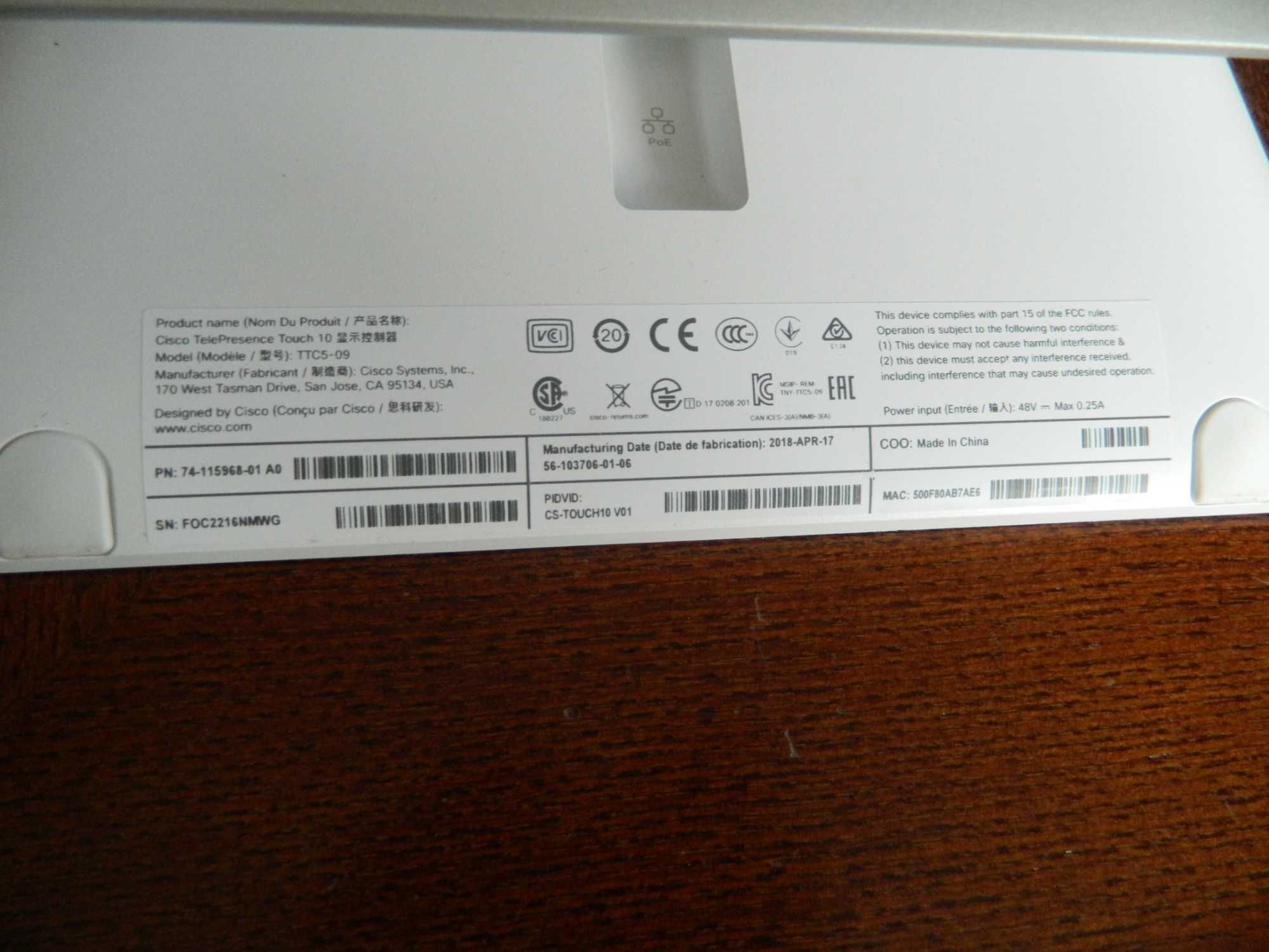 Ekran Cisco Telepresence Touch 10 TTC5-09