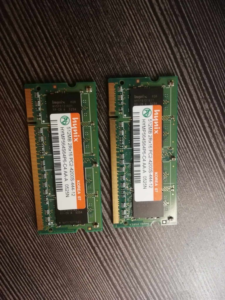 Pamięć RAM ddr2  2x 512 MB do starszego laptopa