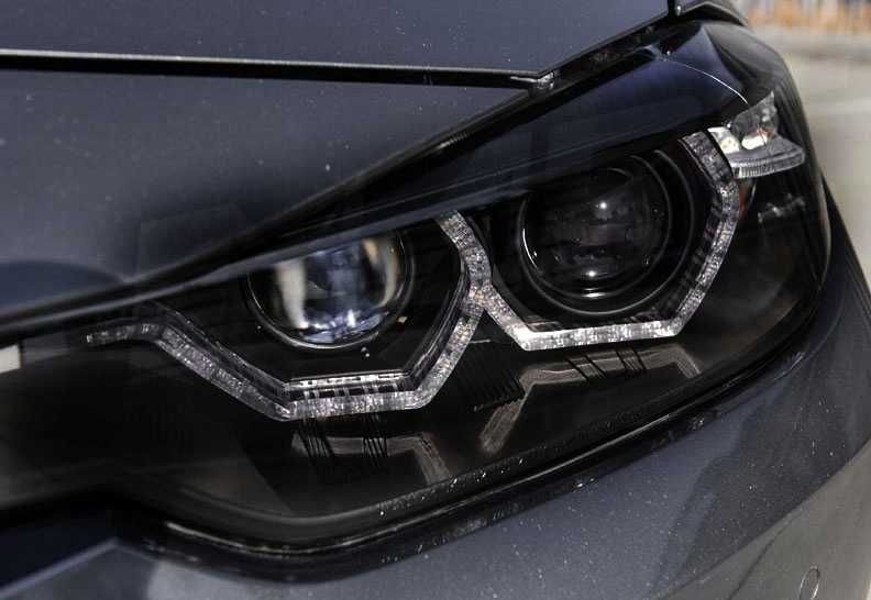 Lampy przednie przód BMW F30 11-15 H7 LED BAR RINGI 3D DRL Black NOWE