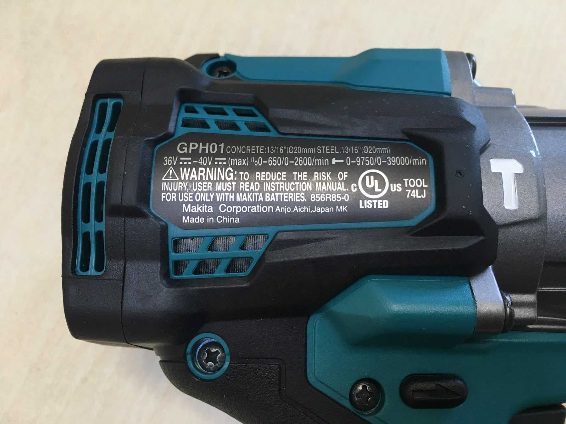 Оригинал Makita GPH01 Мощный Бесщеточный ударный шуруповерт 40V XGT