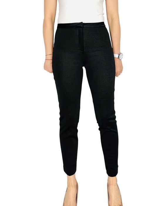 Czarne połyskujące spodnie slim XS 34 H&M