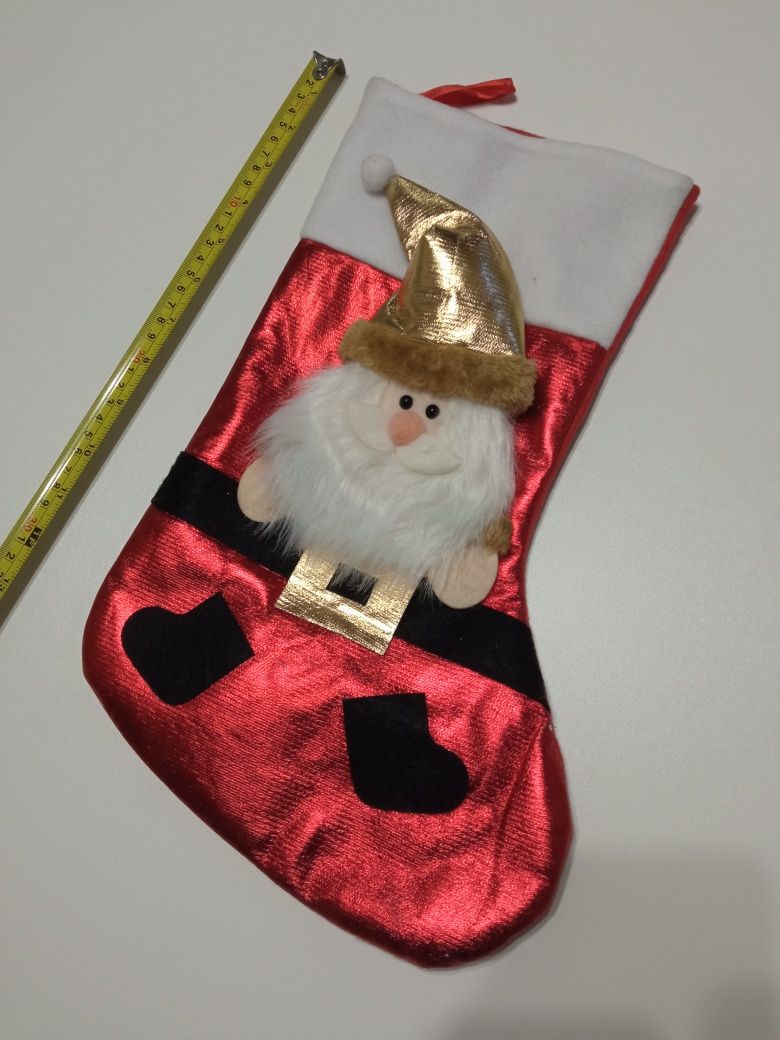 Симпатичный новогодний носок Санта Клаус для подарков