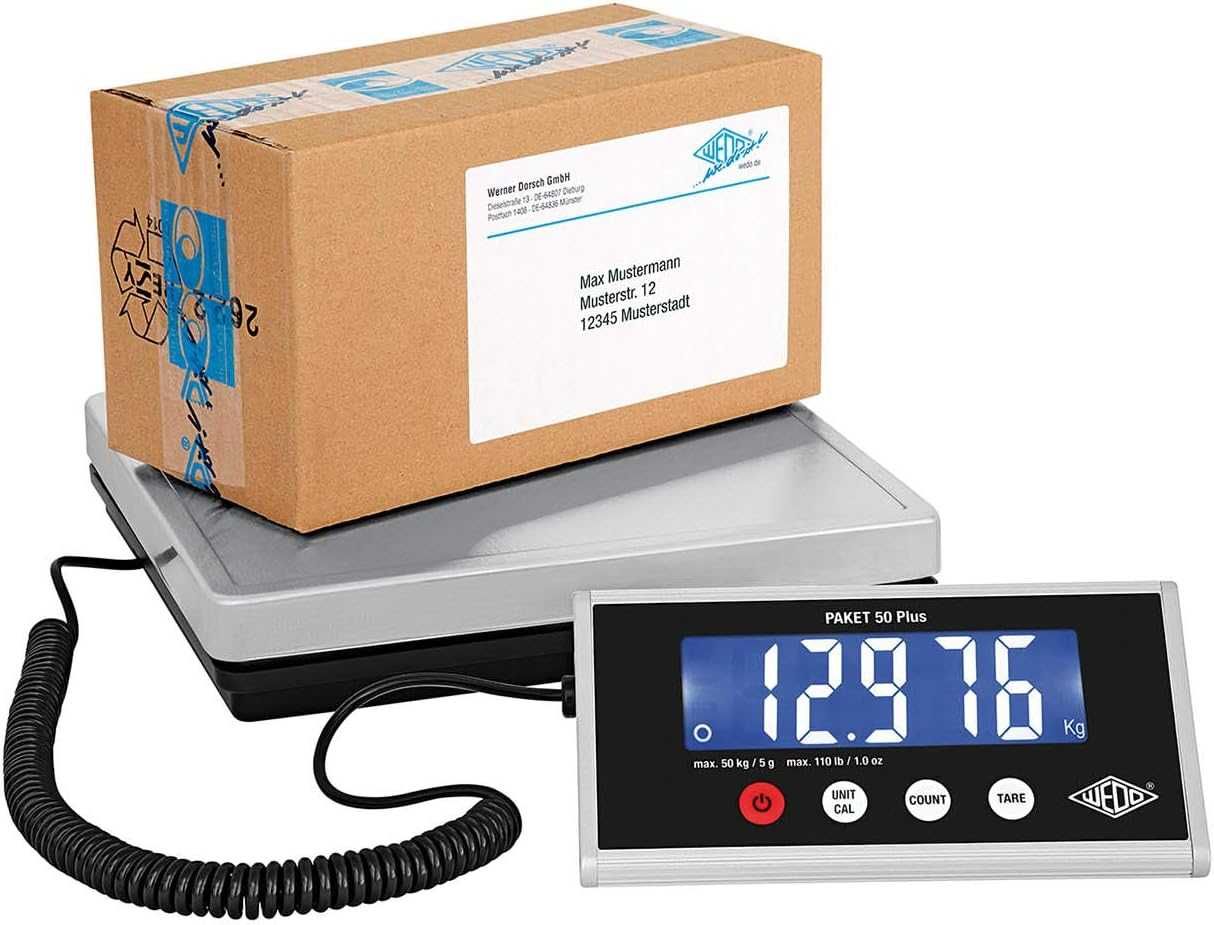 waga paczkowa z funkcją liczenia 50 Plus wraz z zasilaczem, 50 kg/ 5 g