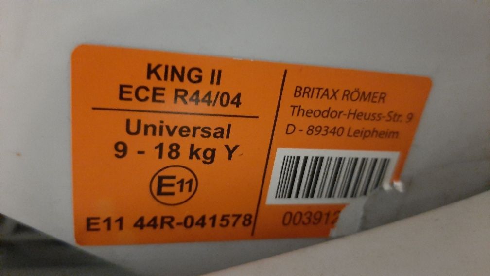 Fotelik Britax Romer King II 9-18 kg