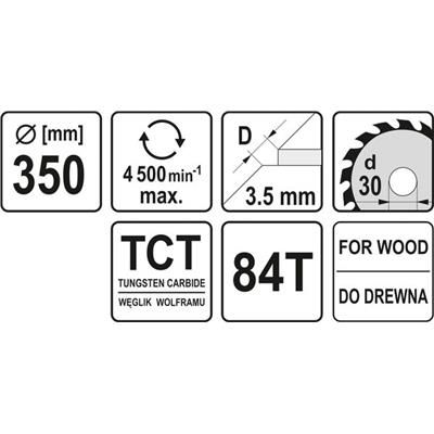Tarcza do drewna widiowa 350x84Tx30mm Yato