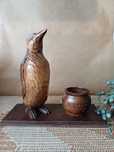 Przybornik drewniany pingwin vintage retro stary art deco