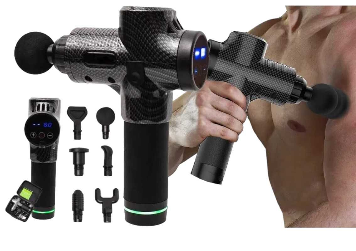 PISTOLET DO MASAŻU Mocny Masażer MASSAGE Gun PRO (6 głowic)