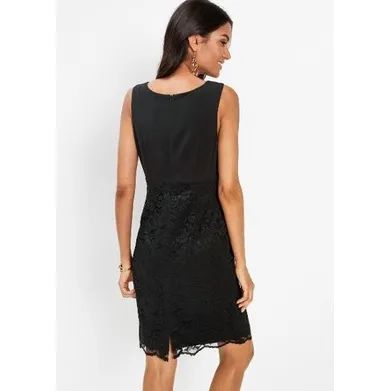Bonprix sukienka elegancka koronkowa ołówkowa czarna bez rękawów 48
