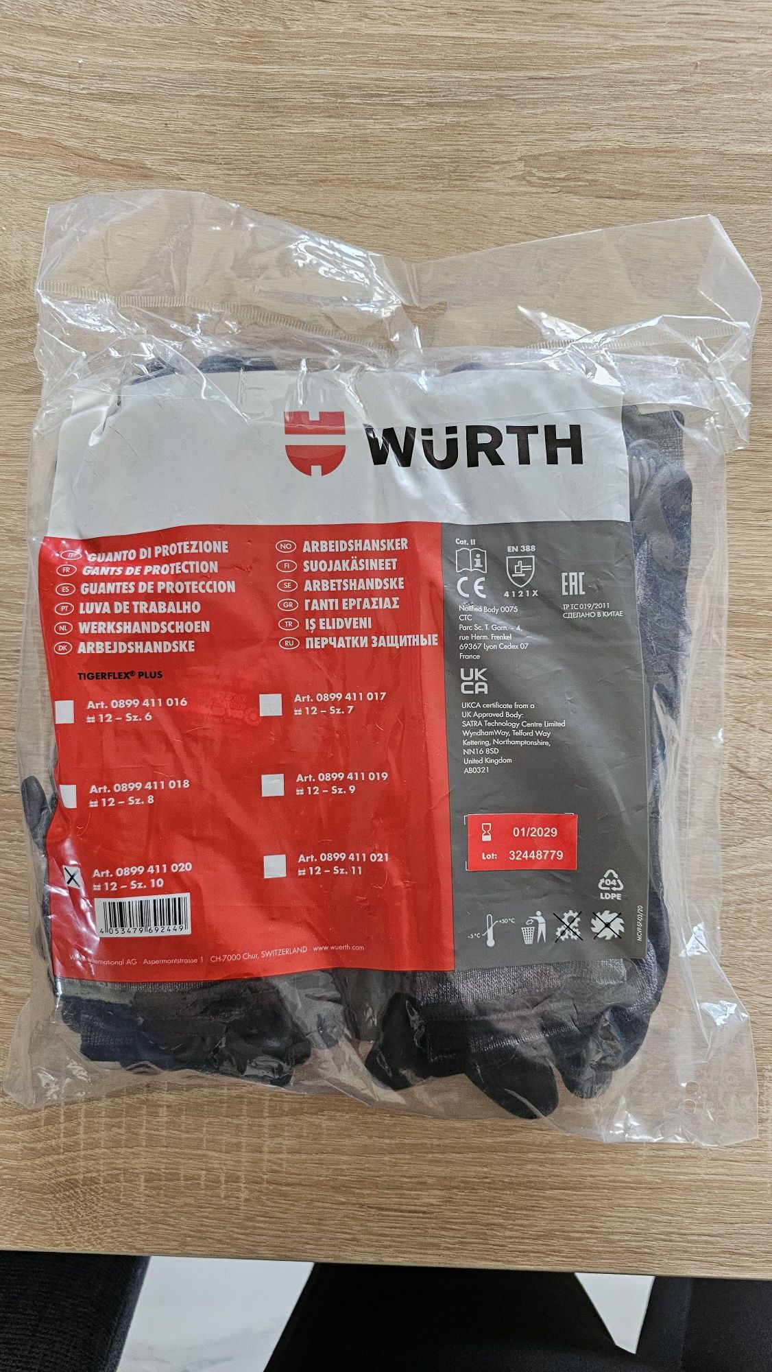 Rękawice würth tigerflex plus rozmiar 10 12 par