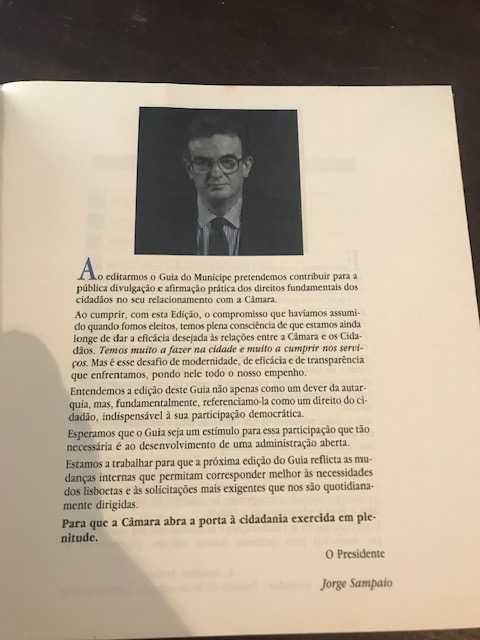 Livro Câmara Municipal Lisboa - Guia do Munícipe - Dr. Jorge Sampaio