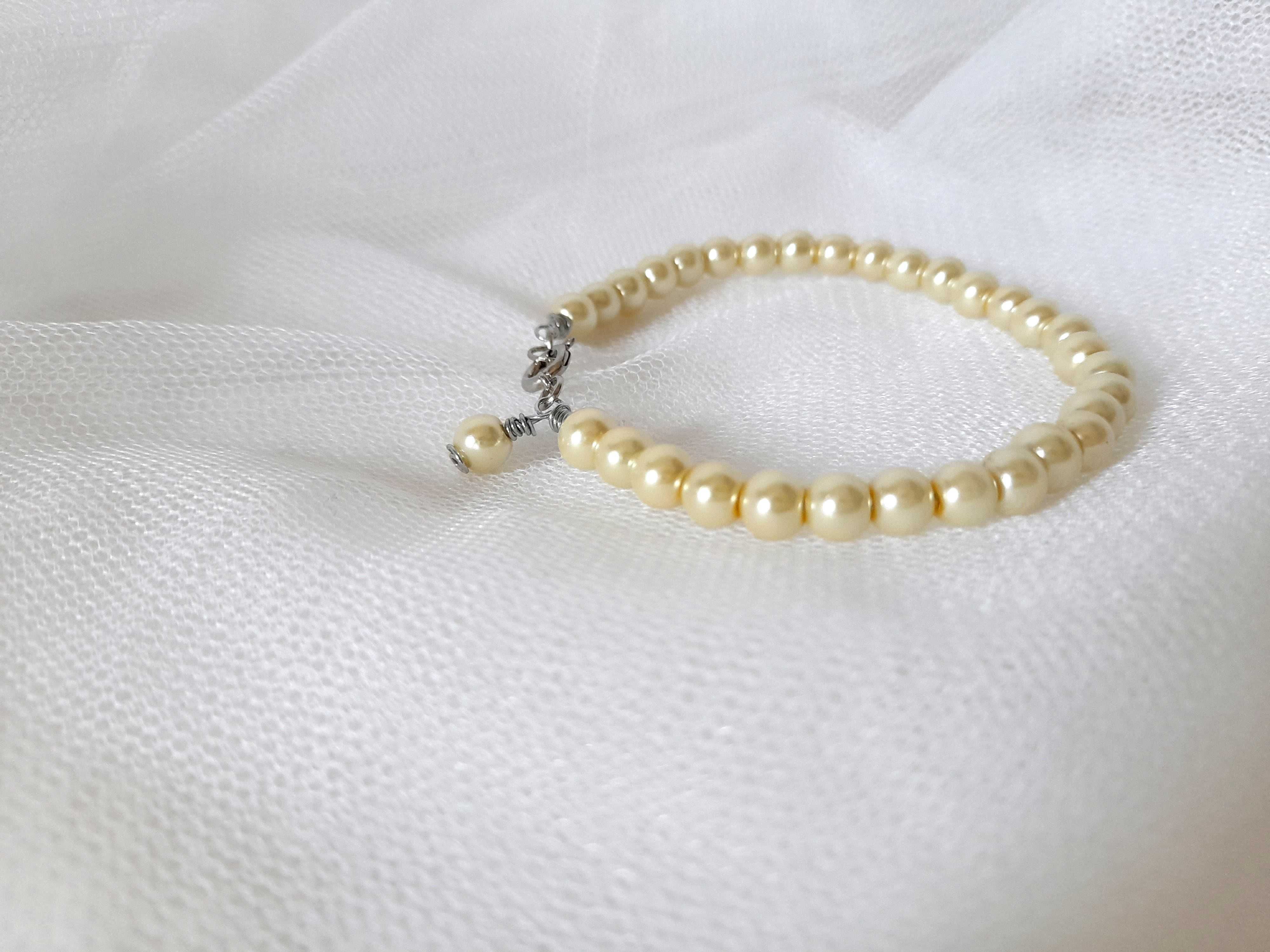 Pulseira vintage de pérolas de vidro