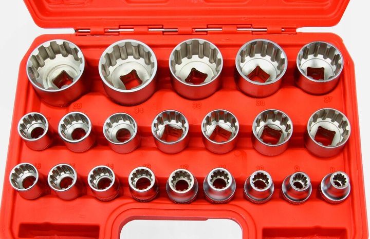 Zestaw Nasadek 1/2 Nasadki Spline Klucze 12 Kątne Dwunastokątne 8-36mm