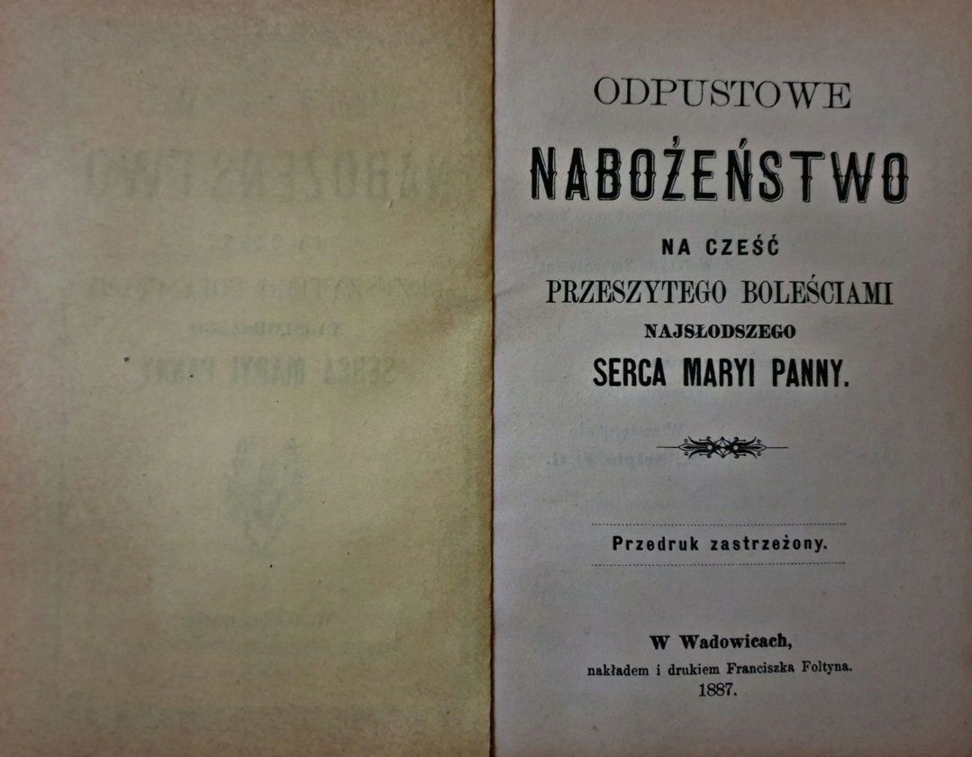 Odpustowe Nabożeństwo * 1887 * Wadowice * Foltin