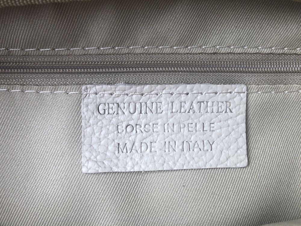 Nerka torebka kremowa skóra naturalna Genuine Leather Włoska - nowa