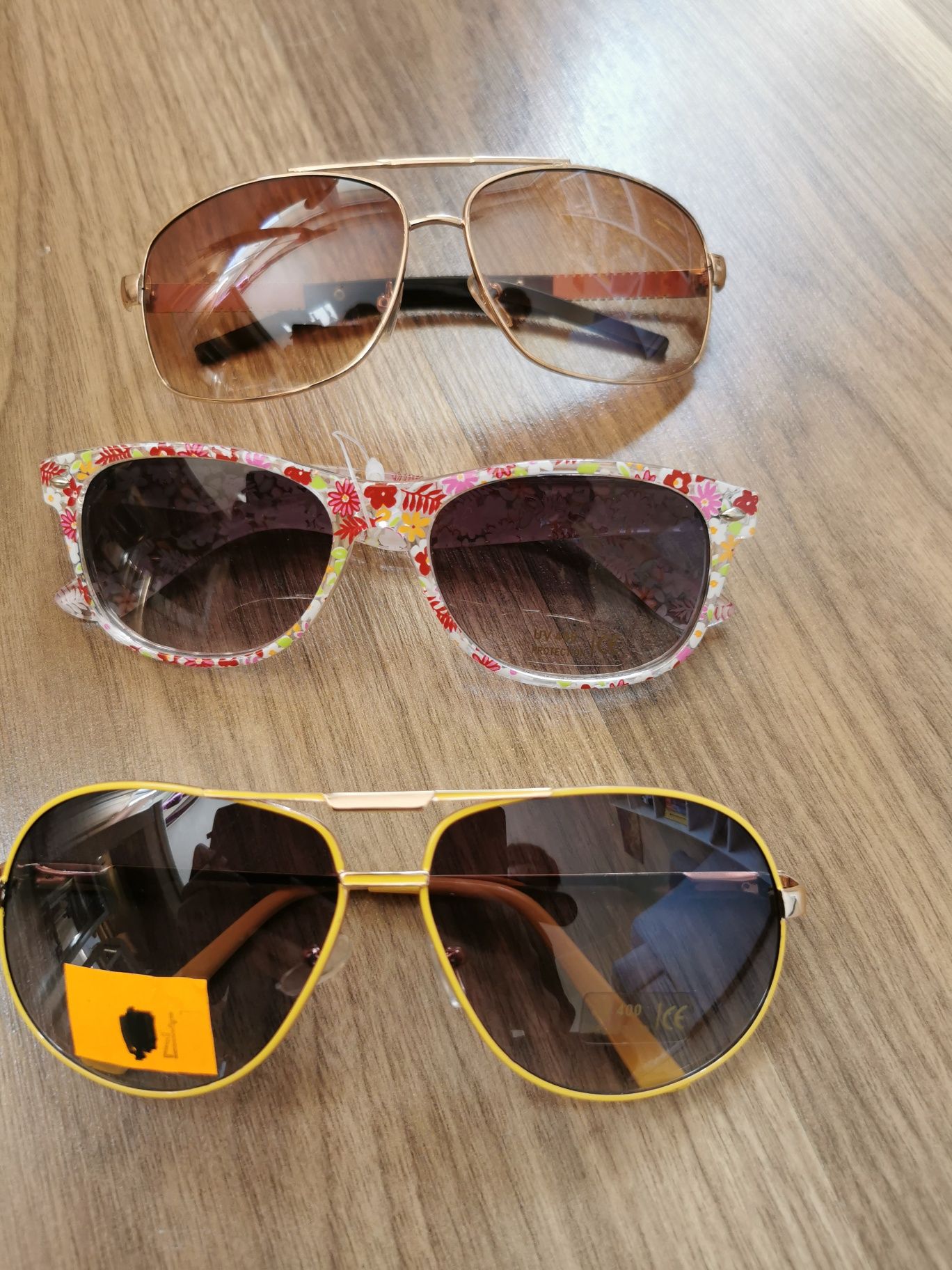 Zestaw nowych okularów przeciwsłonecznych 3 pary filtry policyjne i kw