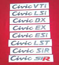 Autocolantes Honda Civic Vti, Esi, Ex, Lsi, Dx, SiR e Sport