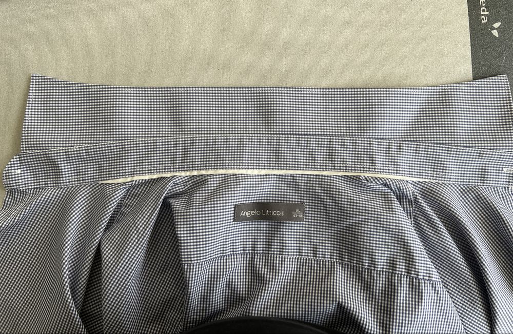 Koszula męska XL kratka granatowa biała C&A Angelo Ritrico krateczka