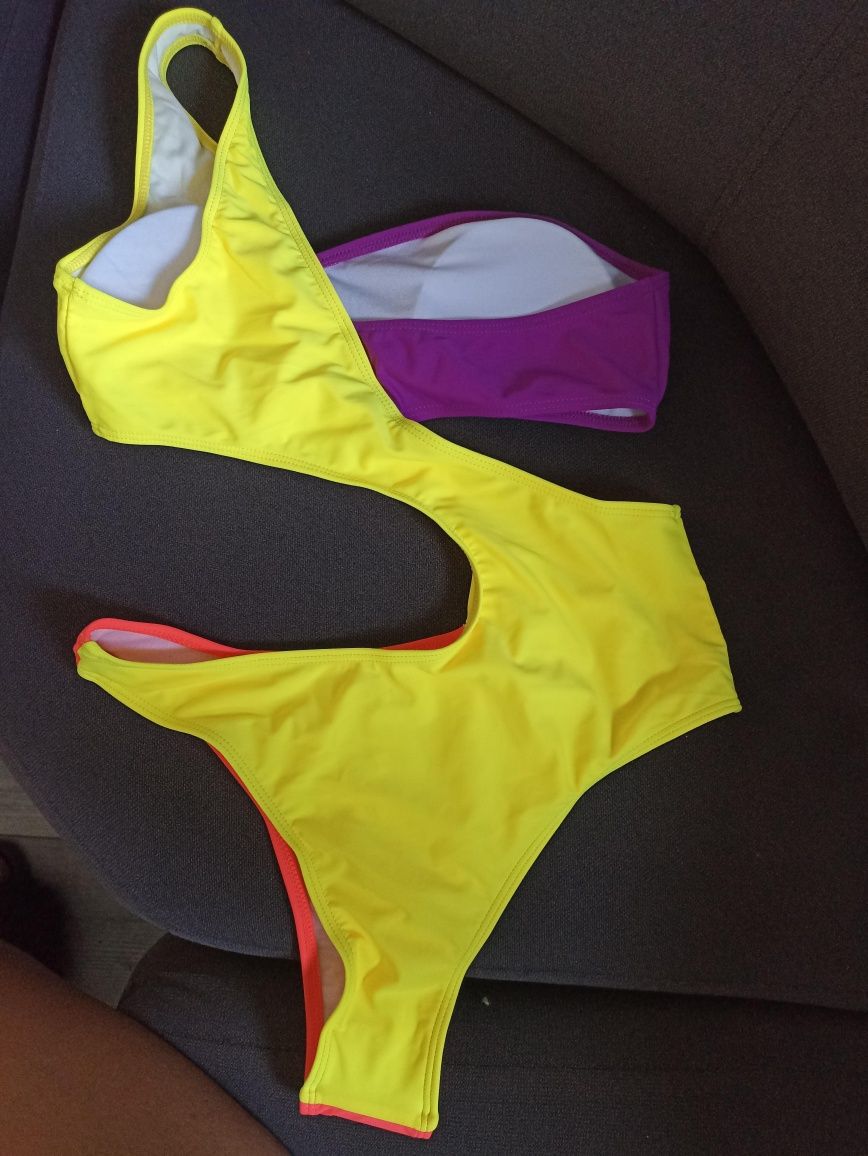 Bikini monokini kostium kąpielowy neon neonowy