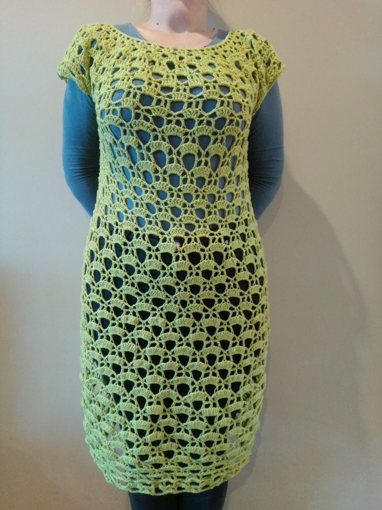 Sukienka tunika ręcznie robiona na szydełku hand made