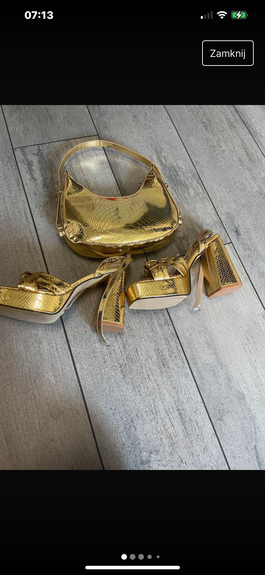 Komplet buty ,torebka złoty