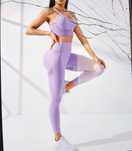 Damski sportowy set komplet legginsy top stanik biustonosz sportowy M