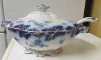 Terrina com colher e tampa em Porcelana azul - W.H. GRINDLEY - MINT