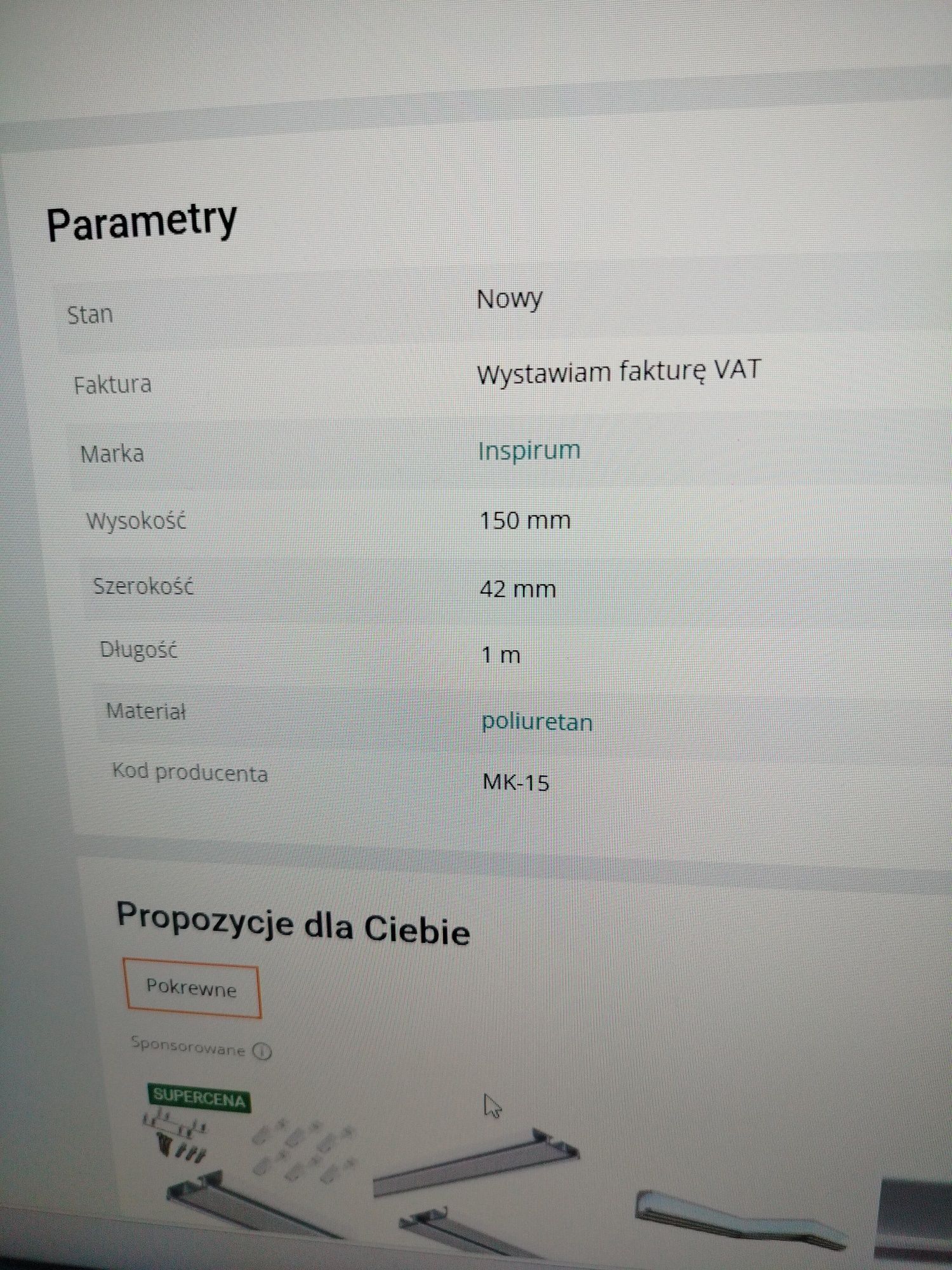 Listwa maskująca do zasłon firan 15 cm