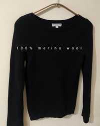 Czarny sweterek merino wool wełna merynosów