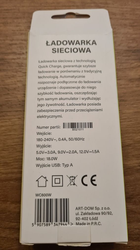 Ładowarka XLine quick charge 3.0 z kablem micro usb, nowa, szybkie ład