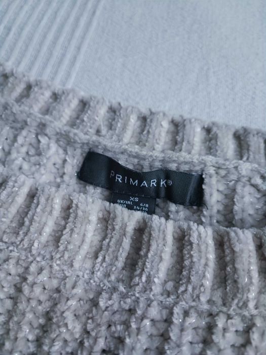 Sweter damski ciepły szary welurowy r XS