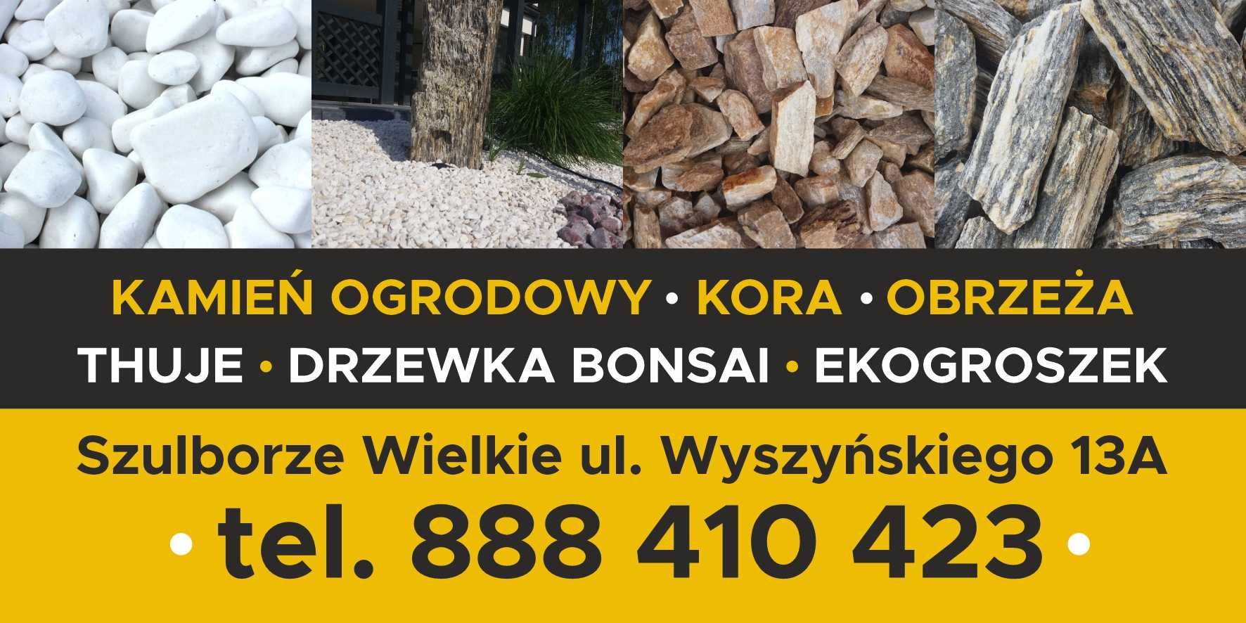 grys granitowy kamień ogrodowy, dalmatyńczyk kamień biały