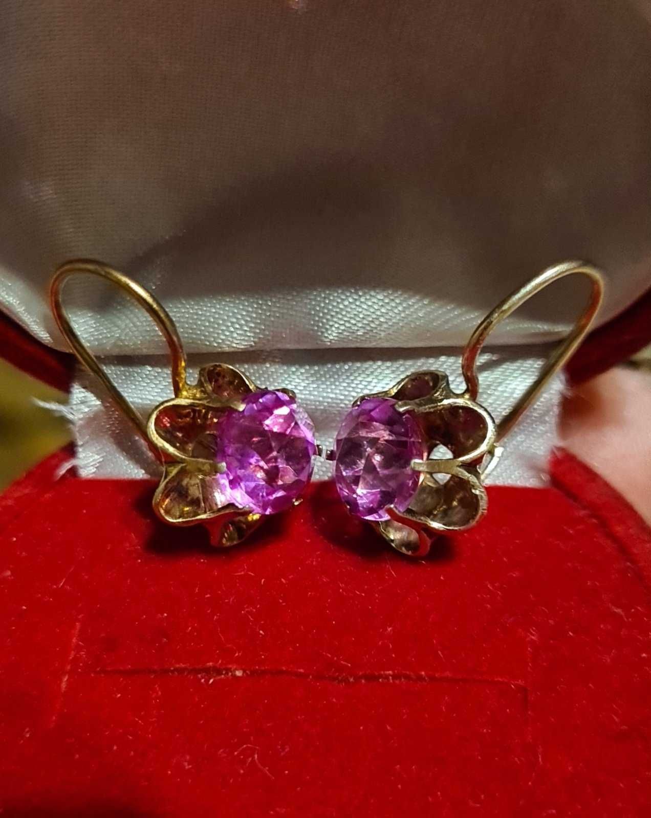 Серьги серебро 875 проба звезда СССР позолота