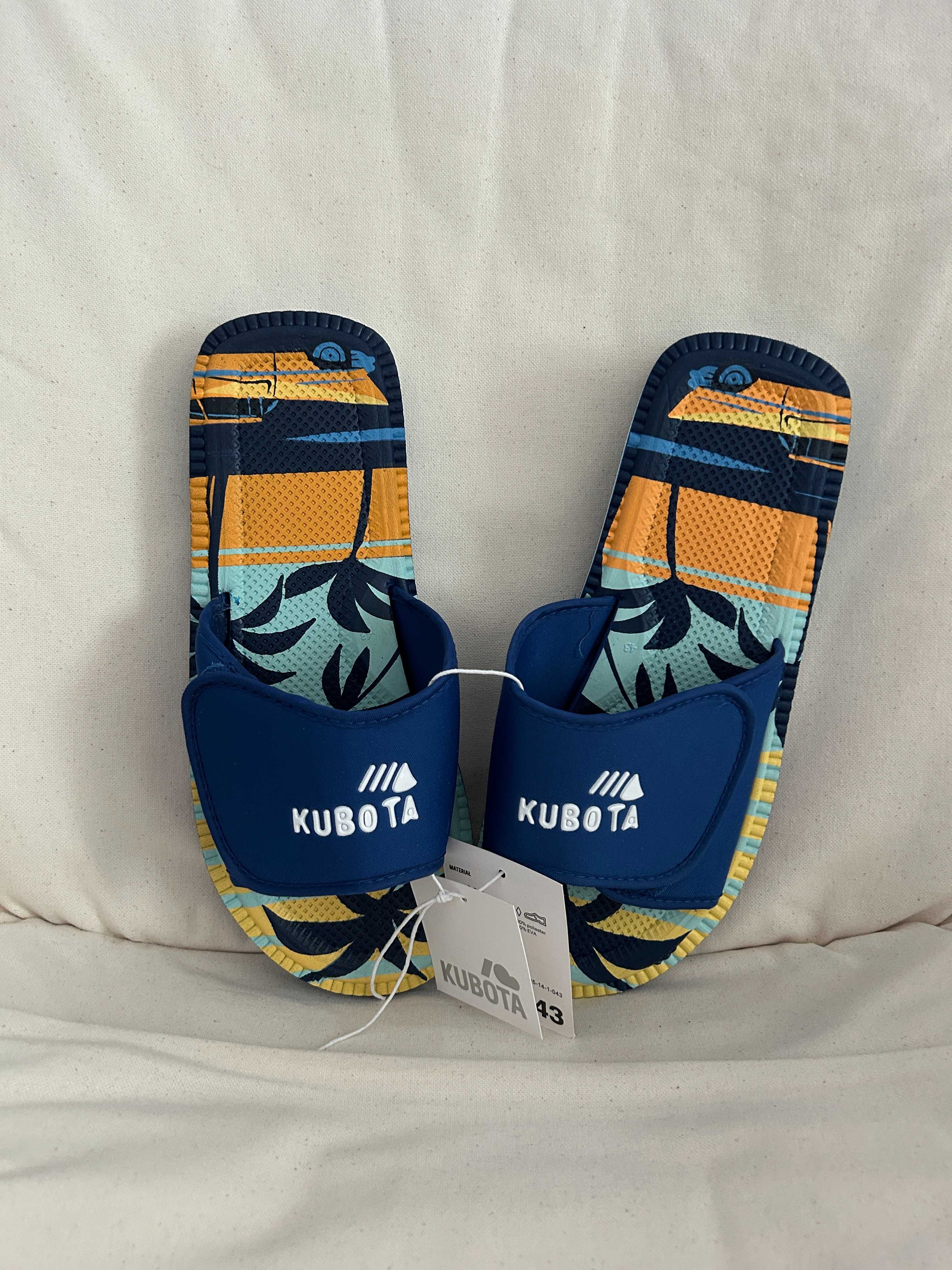NOWE klapki basenowe Kubota rzep 43 palmy