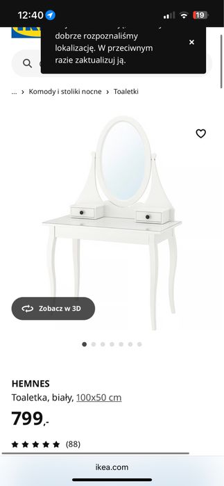Toaletka Hemnes biała ikea